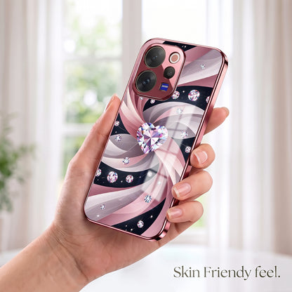 Vivo V70 5G Diamond Glam Pink Electroplated Glass Phone Back Case