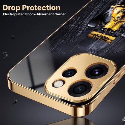 Oppo Reno 15 Pro Mini 5G F1 Racing Car Gold Electroplated Glass Phone Back Case