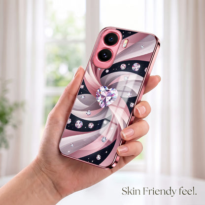 Vivo T5 Pro 5G Diamond Glam Pink Electroplated Glass Phone Back Case