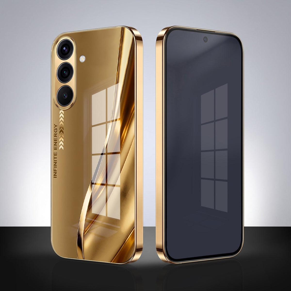 Samsung Galaxy A56 5G Luxury Infinity Energy Gold Electroplated Glass Phone Case