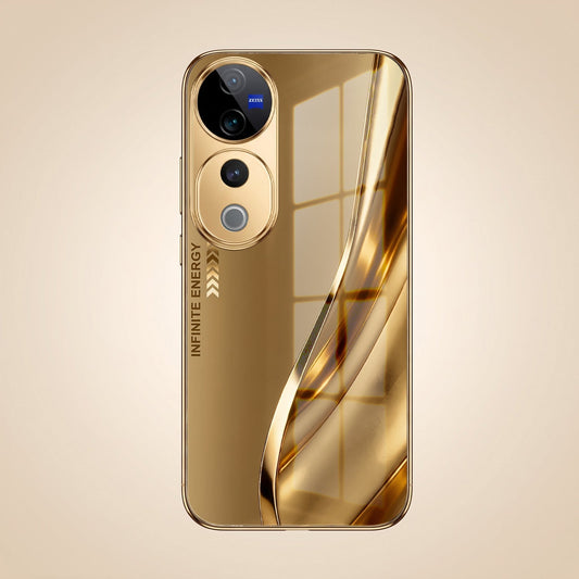Vivo V40 Pro 5G Luxury Infinity Energy Gold Electroplated Glass Phone Case
