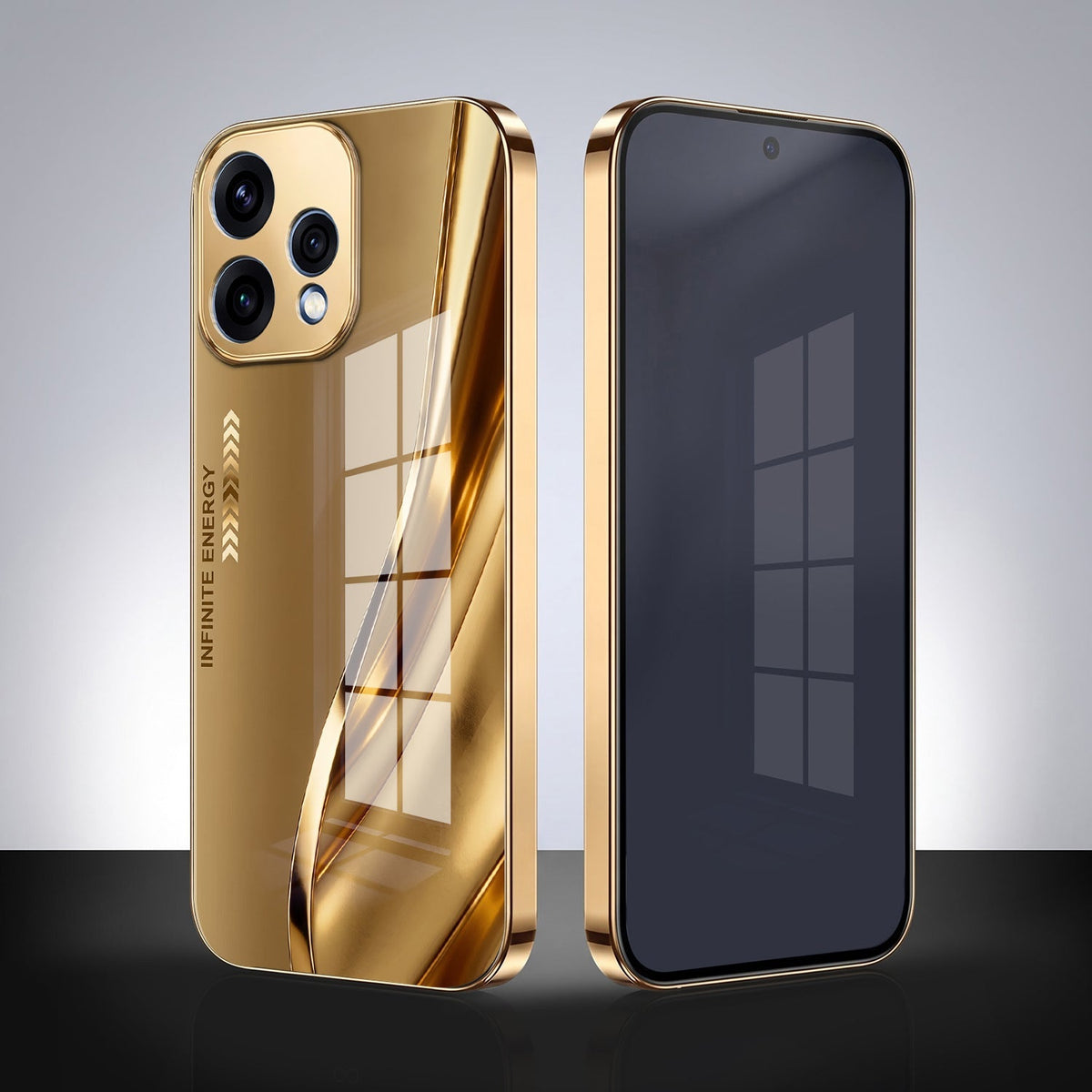 Oppo Reno 15 5G Luxury Infinity Energy Gold Electroplated Glass Phone Case