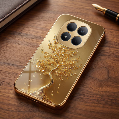 Redmi Note 15 Pro+ 5G Golden Tree Gold Electroplated Glass Phone Back Case