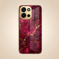 OnePlus Nord 6 5G Luxury Crimson Marble Gold Electroplated Glass Phone Back Case