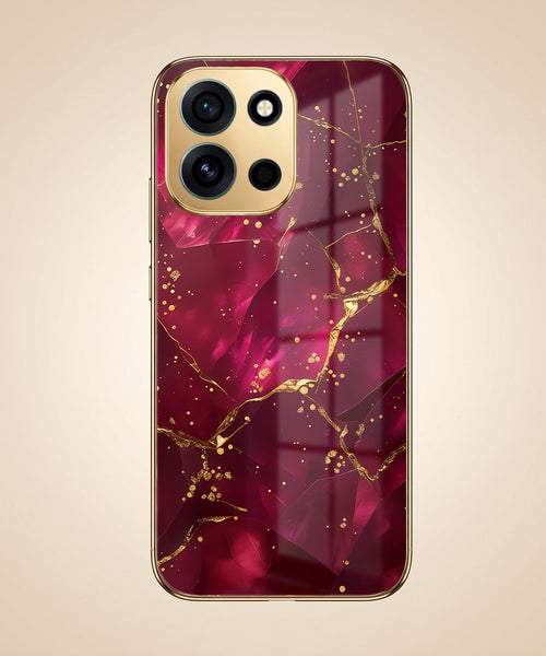 OnePlus Nord 6 5G Luxury Crimson Marble Gold Electroplated Glass Phone Back Case