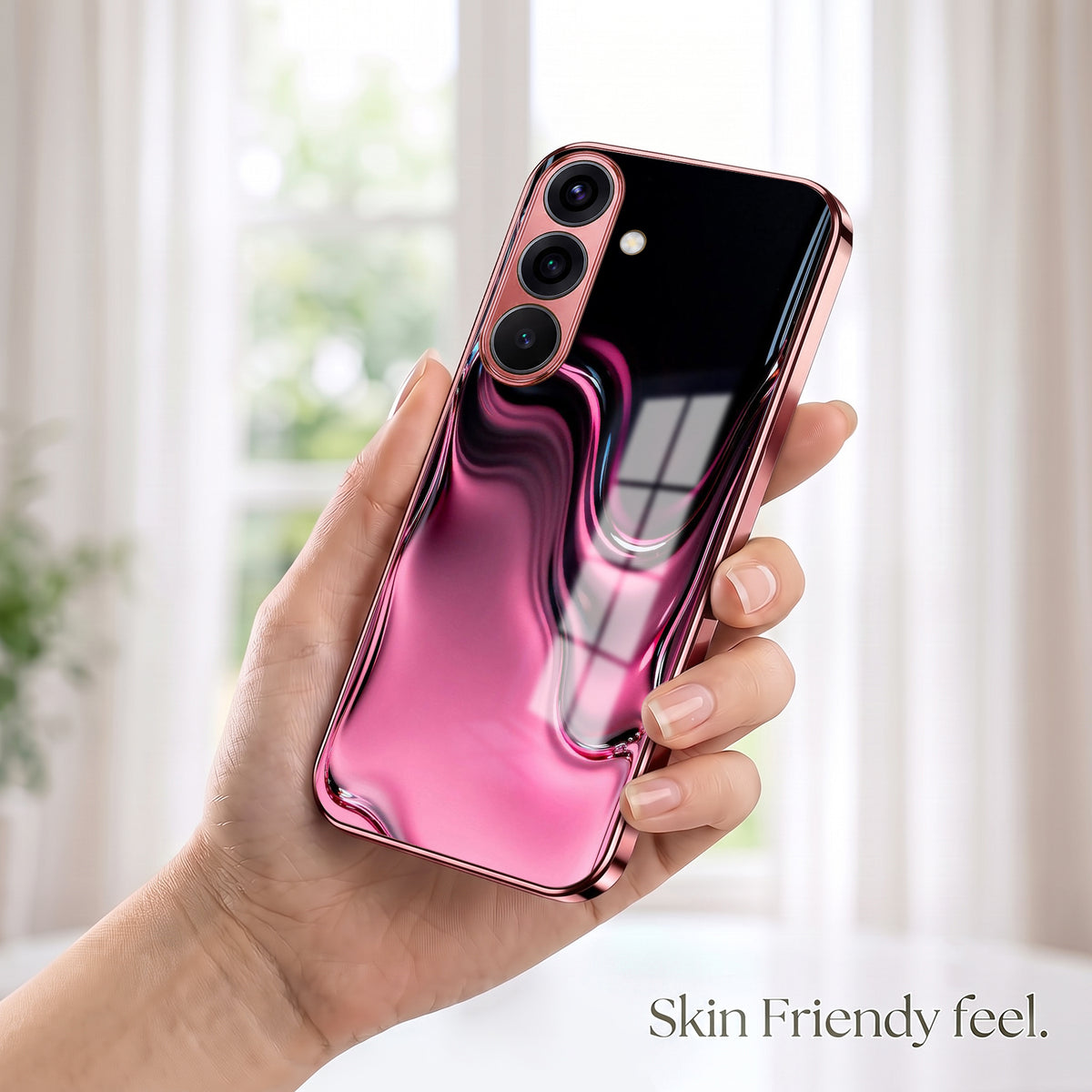Samsung Galaxy A56 5G Liquid Wave Pink Electroplated Glass Phone Back Case