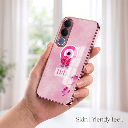 Vivo V70 FE 5G Luxury Radhe Radhe 11:11 Pink Electroplated Glass Phone Back Case