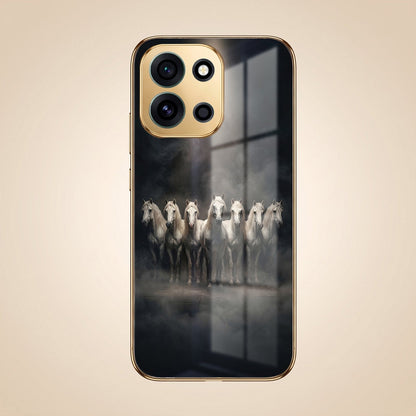 OnePlus Nord 6 5G Running Horses Gold Electroplated Glass Phone Back Case