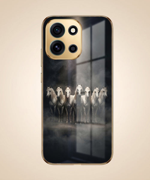 OnePlus Nord 6 5G Running Horses Gold Electroplated Glass Phone Back Case