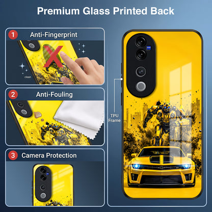 Vivo V40 Pro 5G Yellow Transformers Car Acrylic Glass Back Case
