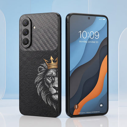 Samsung Galaxy A27 5G Lion King Carbon Fiber Leather Hybrid Back Case