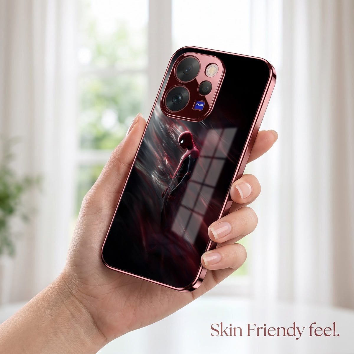 Vivo V70 5G Crimson Spider Burgundy Electroplated Glass Back Case