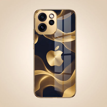 Oppo Reno 15 Pro Mini 5G Luxury Wave Gold Electroplated Glass Phone Back Case