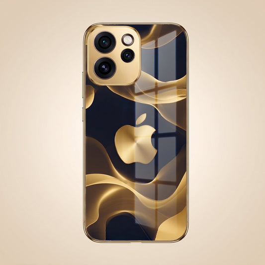 Oppo Reno 15 Pro Mini 5G Luxury Wave Gold Electroplated Glass Phone Back Case