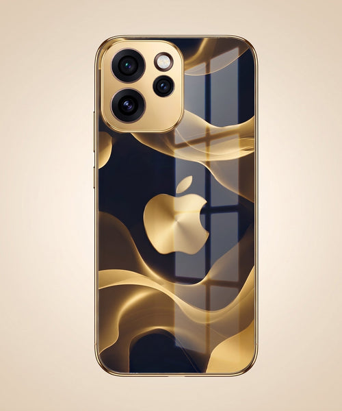 Oppo Reno 15 Pro Mini 5G Luxury Wave Gold Electroplated Glass Phone Back Case