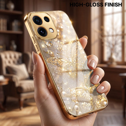 Oppo Reno 16C 5G Golden Butterfly Gold Electroplated Glass Phone Back Case