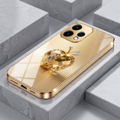 Oppo Reno 15 5G Golden Apple Gold Electroplated Glass Phone Back Case