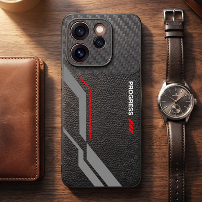 Oppo Reno 15 Pro Mini 5G Progress Stripe Carbon Fiber Leather Hybrid Back Case