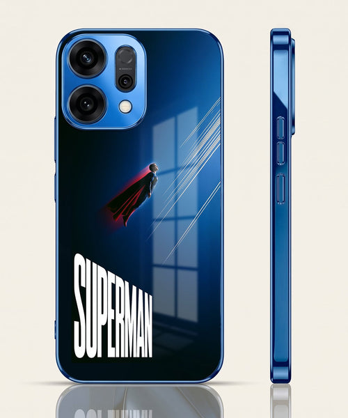 Oppo Reno 14 5G Superman Blue Electroplated Glass Phone Back Case
