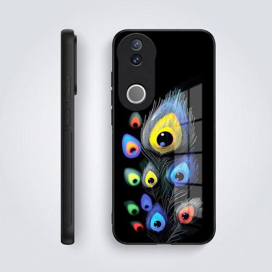 Vivo V50 5G Premium Peacock Feather Acrylic Glass Back Case