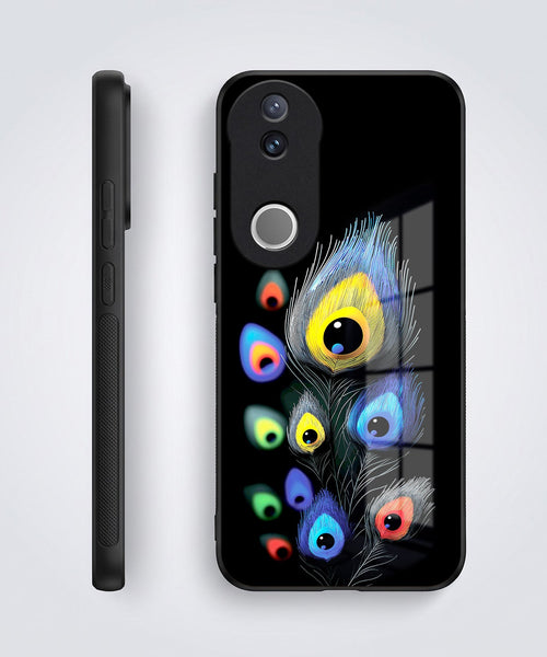 Vivo V50 5G Premium Peacock Feather Acrylic Glass Back Case