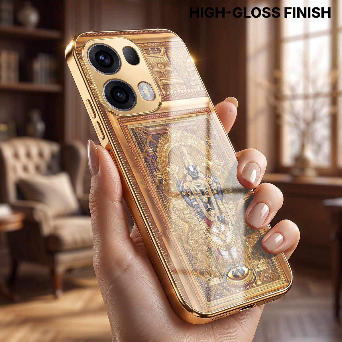 Oppo Reno 13 Pro 5G Premium Heritage Gold Electroplated Glass Phone Back Case
