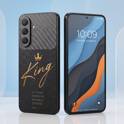Samsung Galaxy A57 5G  King Carbon Fiber Leather Hybrid Back Case