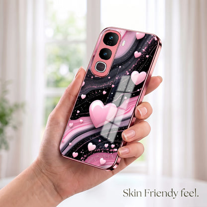 Vivo Y400 Pro 5G Love Sparkle Pink Electroplated Glass Phone Back Case