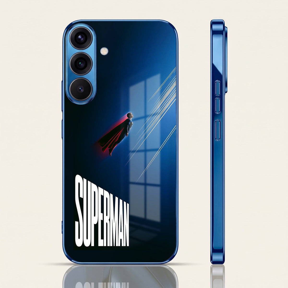 Samsung Galaxy A56 5G Superman Blue Electroplated Glass Phone Back Case