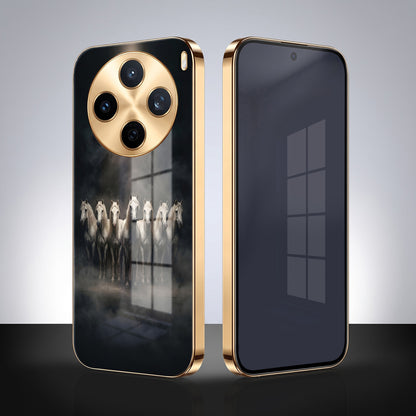 Vivo X200T 5G Running Horses Gold Electroplated Glass Phone Back Case
