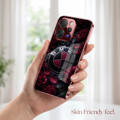 Vivo V70 5G BMW Logo Burgundy Electroplated Glass Back Case