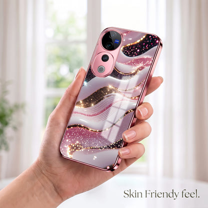 Vivo V40 Pro 5G Midnight Pearl Wave Pink Electroplated Glass Phone Back Case