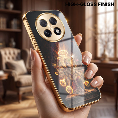 Oppo F31 Pro+ 5G Lord Narasimha Gold Electroplated Glass Phone Back Case
