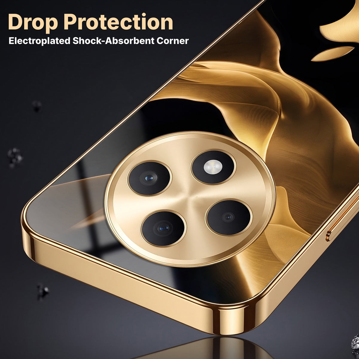Oppo F27 5G Luxury Wave Gold Electroplated Glass Phone Back Case