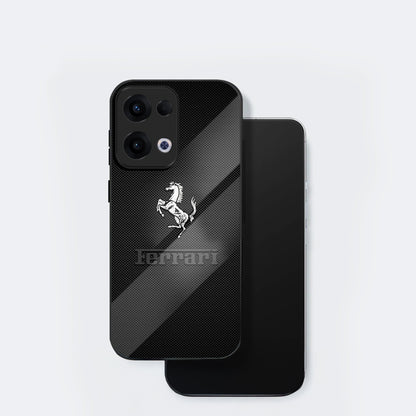 Oppo Reno 13 5G Premium Acrylic Shockproof Glass Back Case (Ferrari Carbon Fiber)