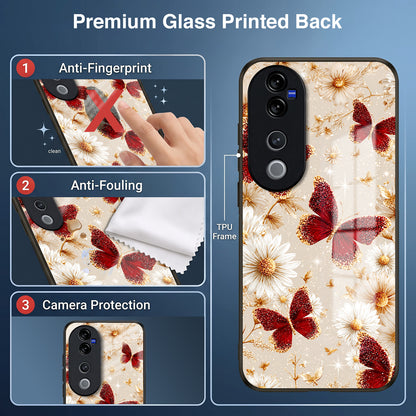 Vivo V40 Pro 5G Butterfly Floral Acrylic Glass Back Case