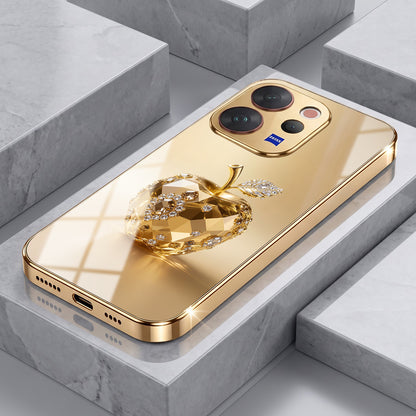 Vivo V70 5G Golden Apple Gold Electroplated Glass Phone Back Case