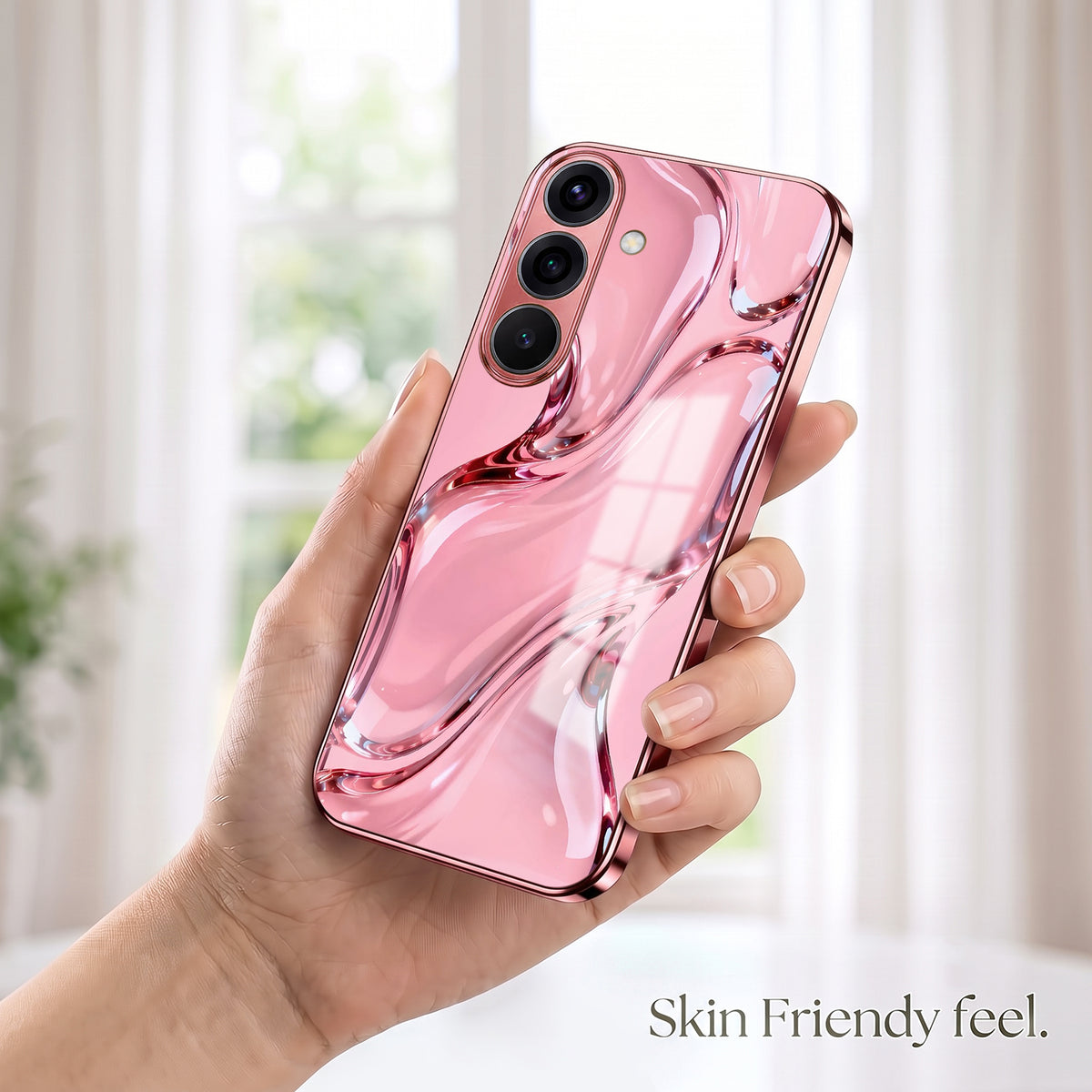 Samsung Galaxy A36 5G Crystal Wave Energy Pink Electroplated Glass Phone Back Case
