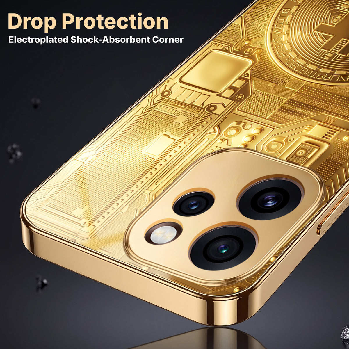 Oppo Reno 15 Pro Mini 5G Bitcoin Gold Electroplated Glass Phone Back Case