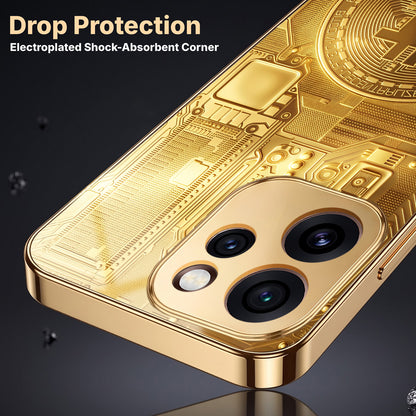 Oppo Reno 15 Pro Mini 5G Bitcoin Gold Electroplated Glass Phone Back Case