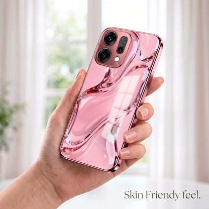 Oppo Reno 14 5G Crystal Wave Energy Pink Electroplated Glass Phone Back Case