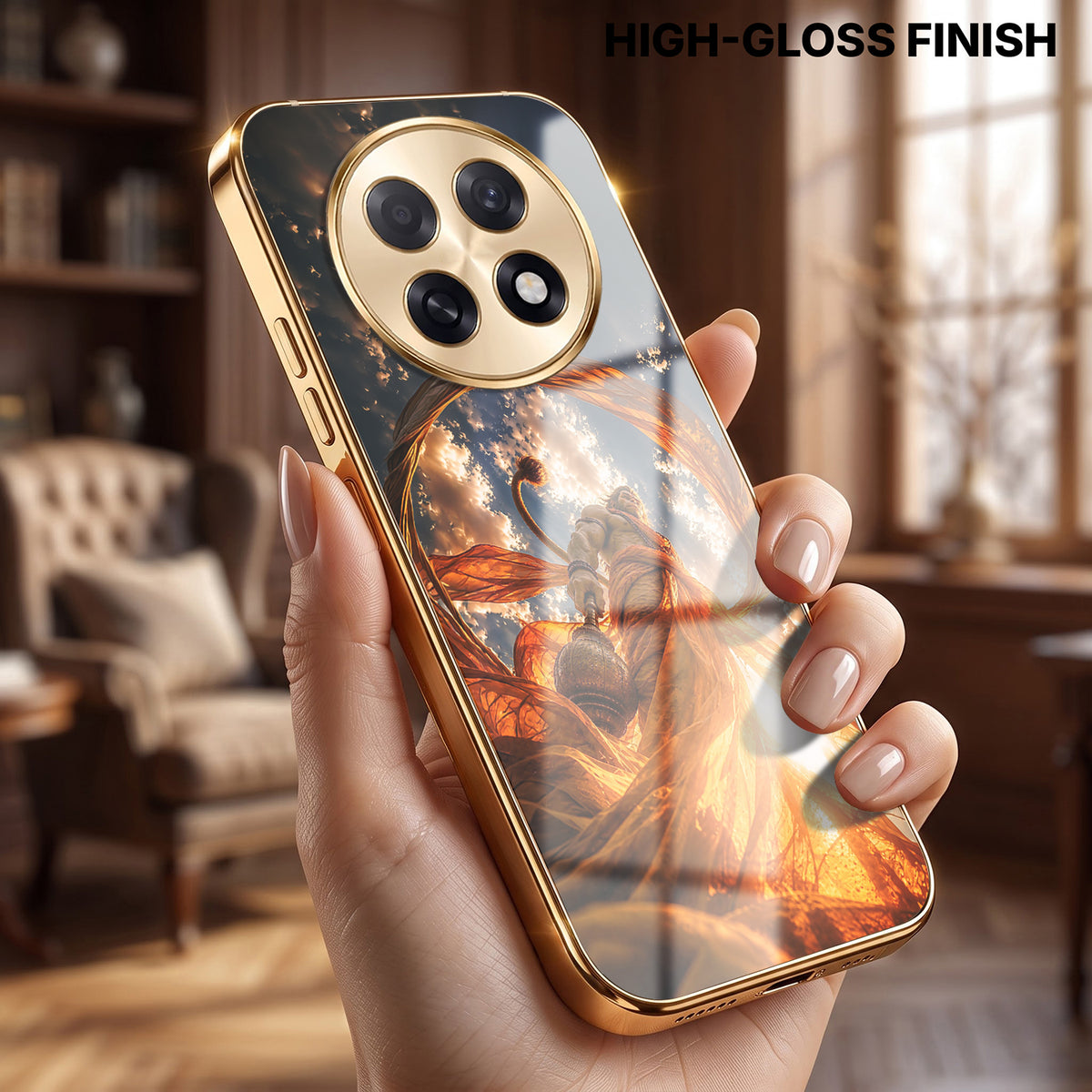 Oppo F31 Pro+ 5G Divine Hanuman Gold Electroplated Glass Phone Back Case