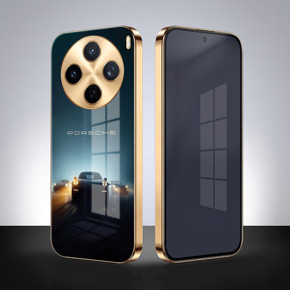 Vivo X200T 5G Porsche Luxury Gold Electroplated Glass Phone Back Case