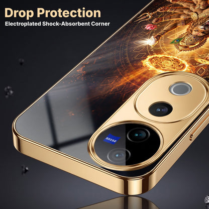 Vivo V40 Pro 5G Lord Narasimha Gold Electroplated Glass Phone Back Case