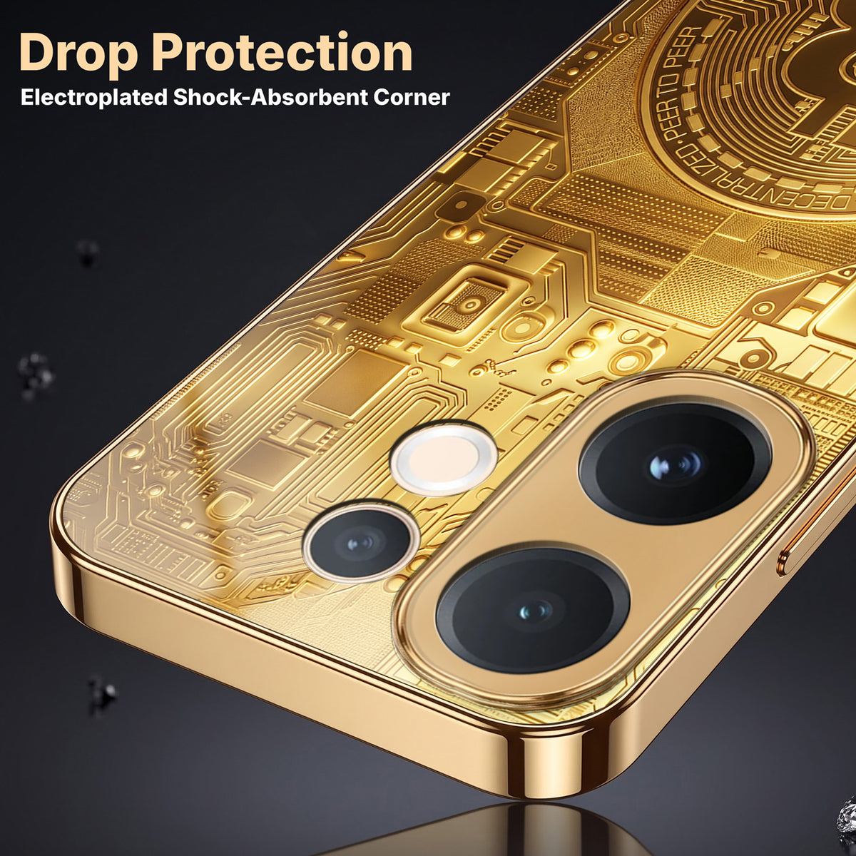 Vivo V60e 5G Bitcoin Gold Electroplated Glass Phone Back Case