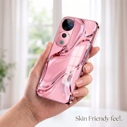 Vivo V40 Pro 5G Crystal Wave Energy Pink Electroplated Glass Phone Back Case