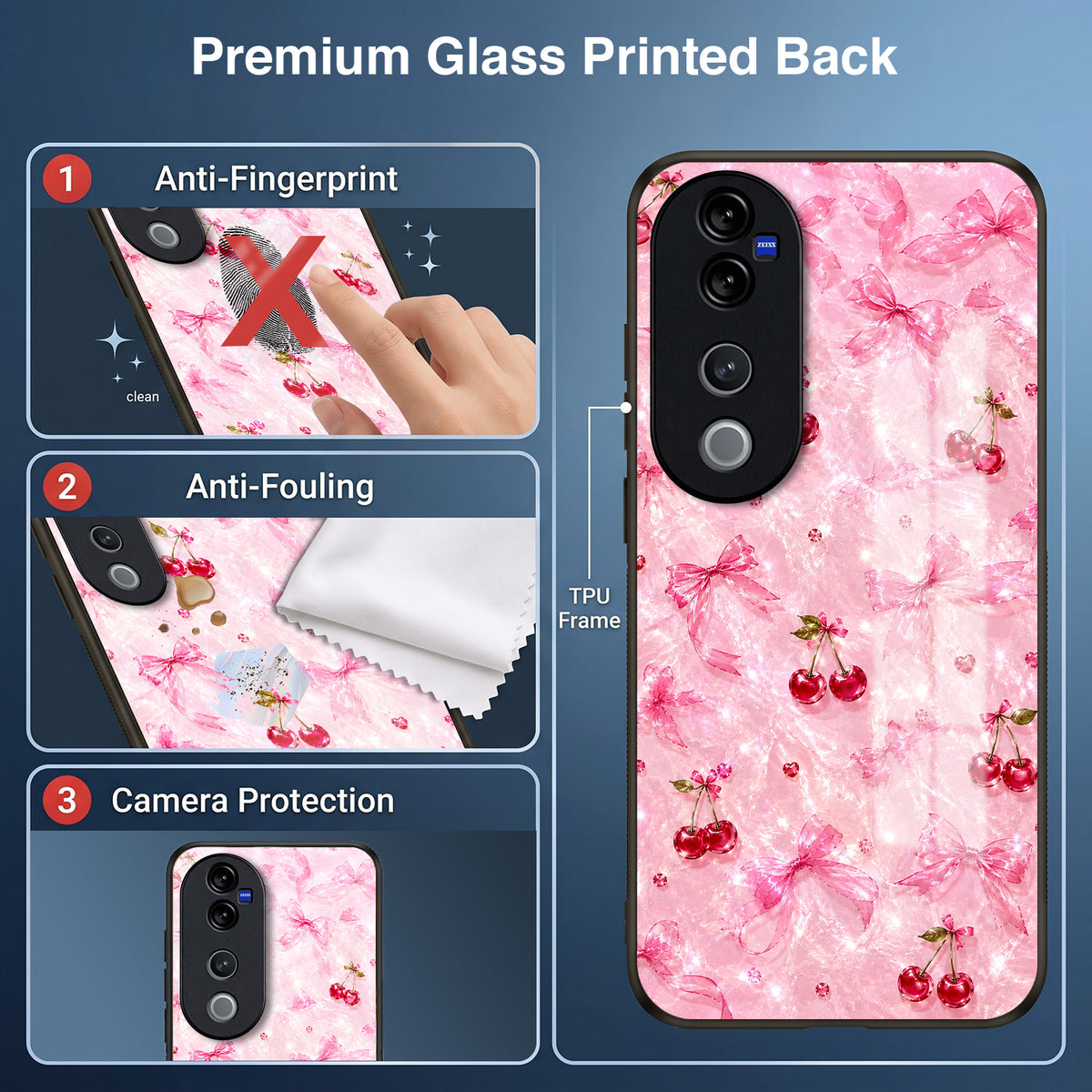 Vivo V40 Pro 5G Pink Cherry Blossom Acrylic Glass Back Case