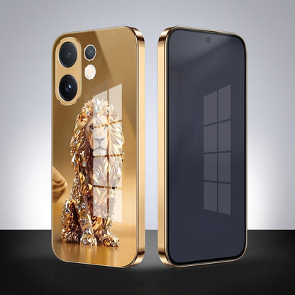 Vivo V60 5G Luxury Lion Gold Electroplated Glass Phone Back Case