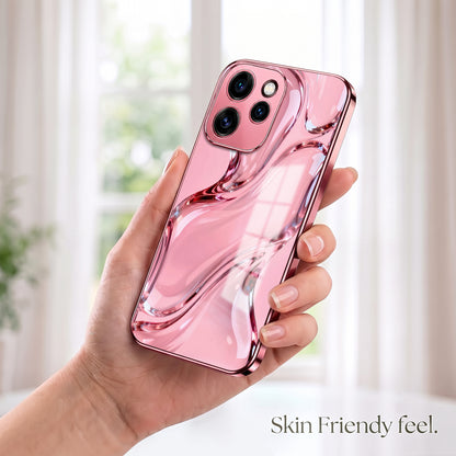 Oppo Reno 15 Pro 5G Crystal Wave Energy Pink Electroplated Glass Phone Back Case