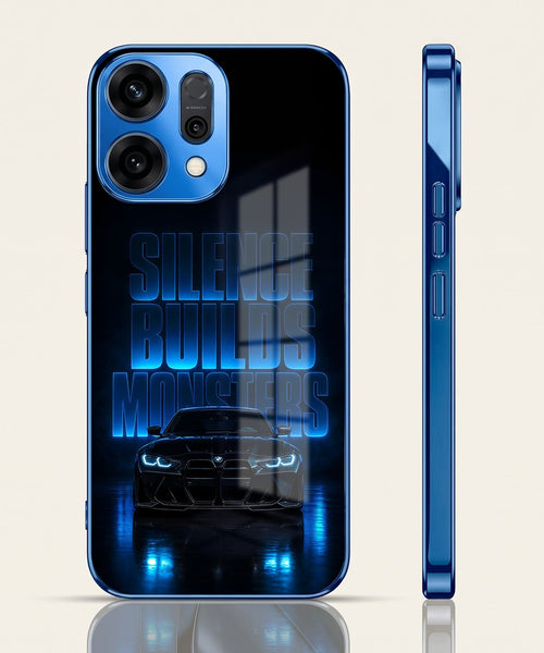 Oppo Reno 14 5G Silence Build Monsters Blue Electroplated Glass Phone Back Case